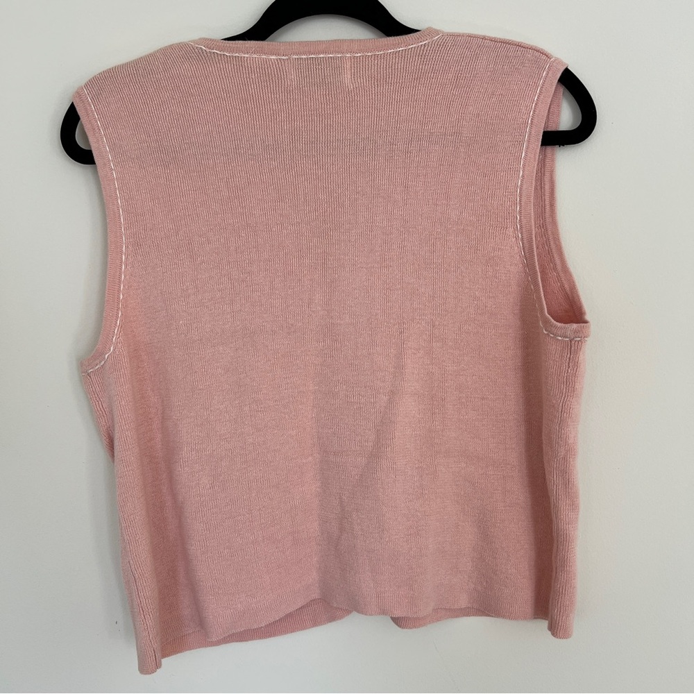 Vintage Paul Harris Design Pink Button-Front Vest Sleeveless Knit Top Grannycore - Picture 6 of 7